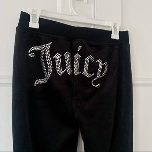 Juicy Couture black velour pants with RHINESTONES!